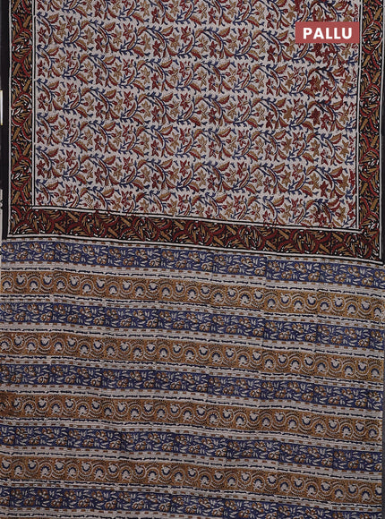 Jaipur cotton saree beige and black with allover kalamkari prints and printed border