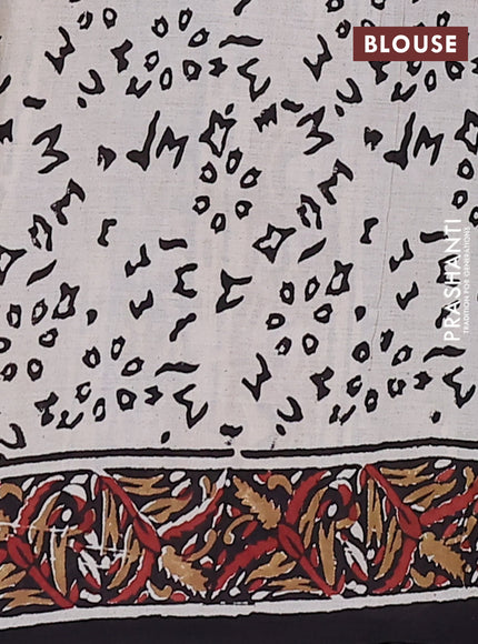 Jaipur cotton saree beige and black with allover kalamkari prints and printed border