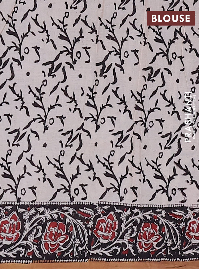 Jaipur cotton saree maroon and black with allover kalamkari prints and printed border