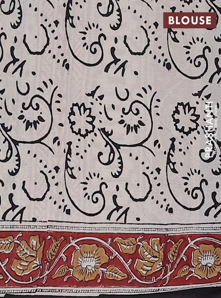 Jaipur cotton saree beige blue and maroon with allover kalamkari prints and printed border