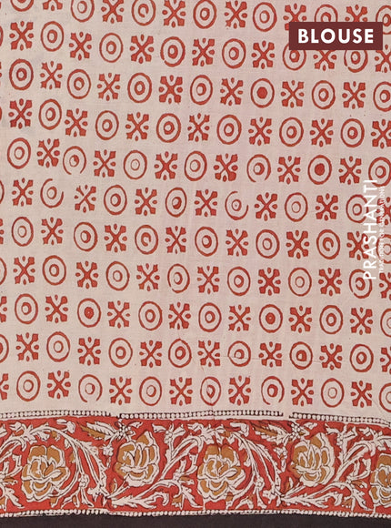 Jaipur cotton saree black and marron with allover kalamkari prints and printed border