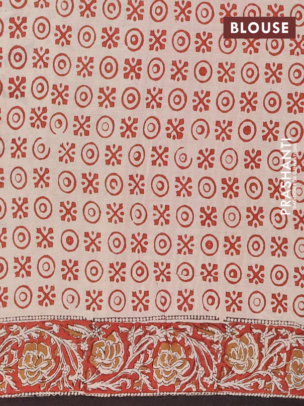 Jaipur cotton saree black and marron with allover kalamkari prints and printed border