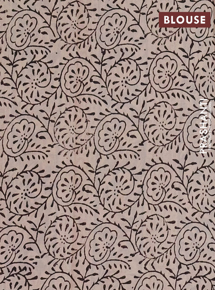 Jaipur cotton saree beige and maroon with allover kalamkari prints and printed border