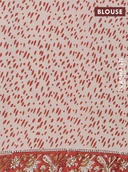 Jaipur cotton saree black and maroon with allover kalamkari prints and printed border