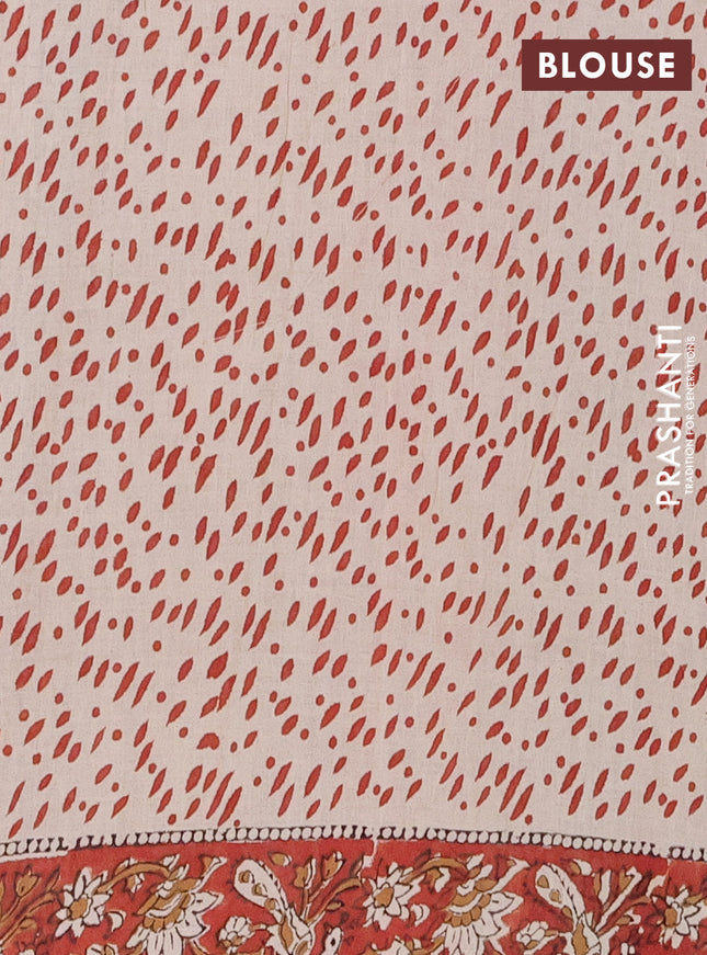 Jaipur cotton saree black and maroon with allover kalamkari prints and printed border