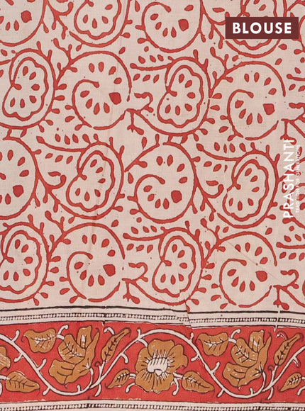 Jaipur cotton saree black and maroon with allover kalamkari prints and printed border