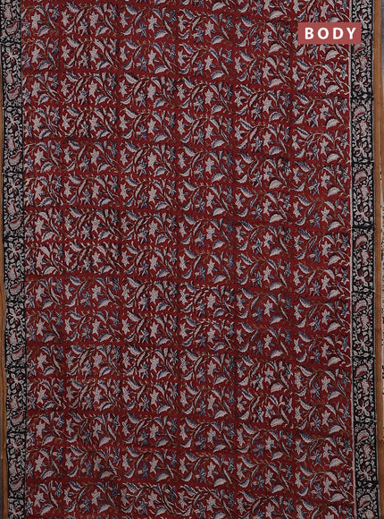 Jaipur cotton saree maroon and black with allover kalamkari prints and printed border