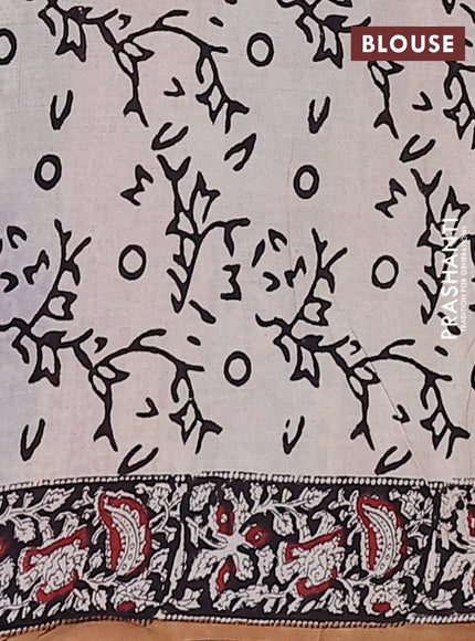 Jaipur cotton saree maroon and black with allover kalamkari prints and printed border