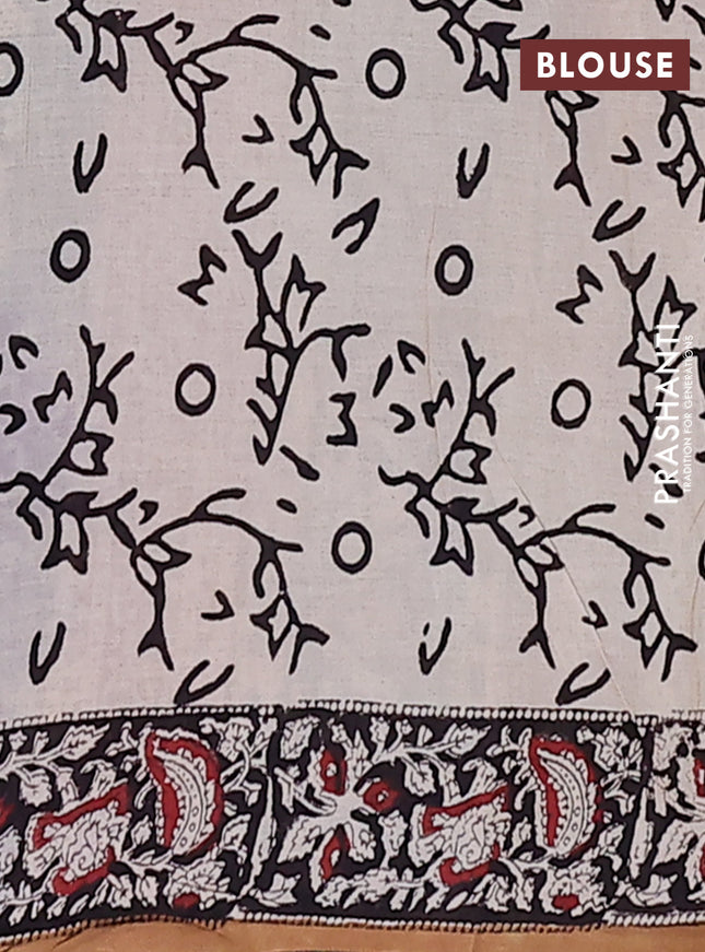 Jaipur cotton saree maroon and black with allover kalamkari prints and printed border