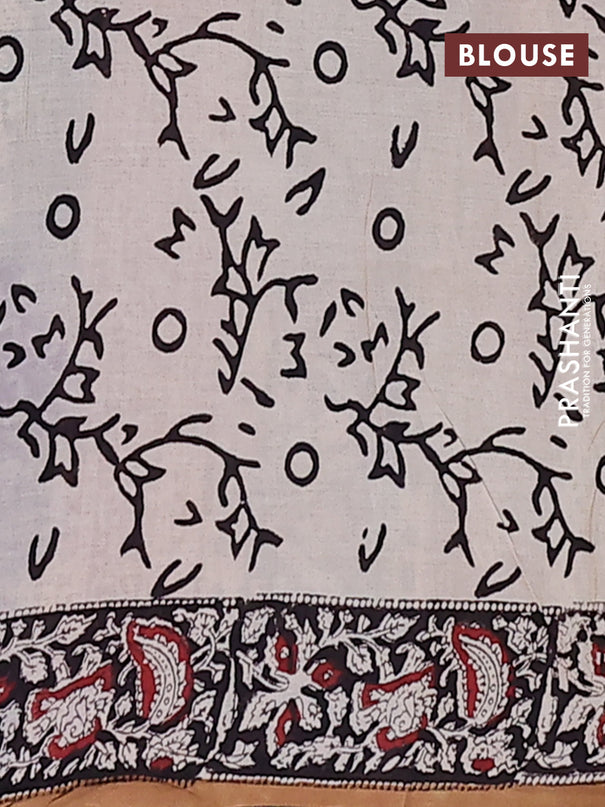 Jaipur cotton saree maroon and black with allover kalamkari prints and printed border