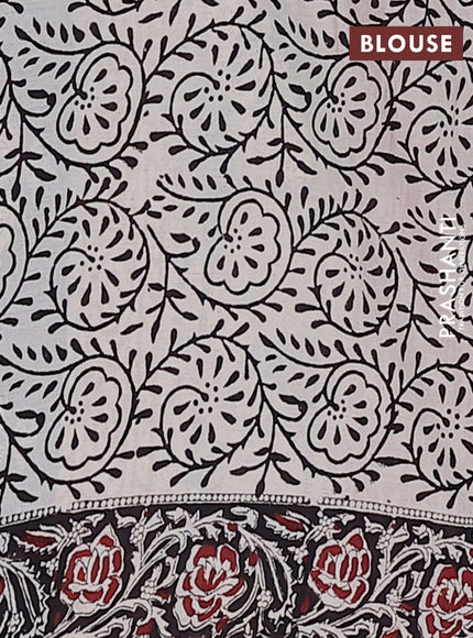 Jaipur cotton saree maroon and black with allover kalamkari prints and printed border