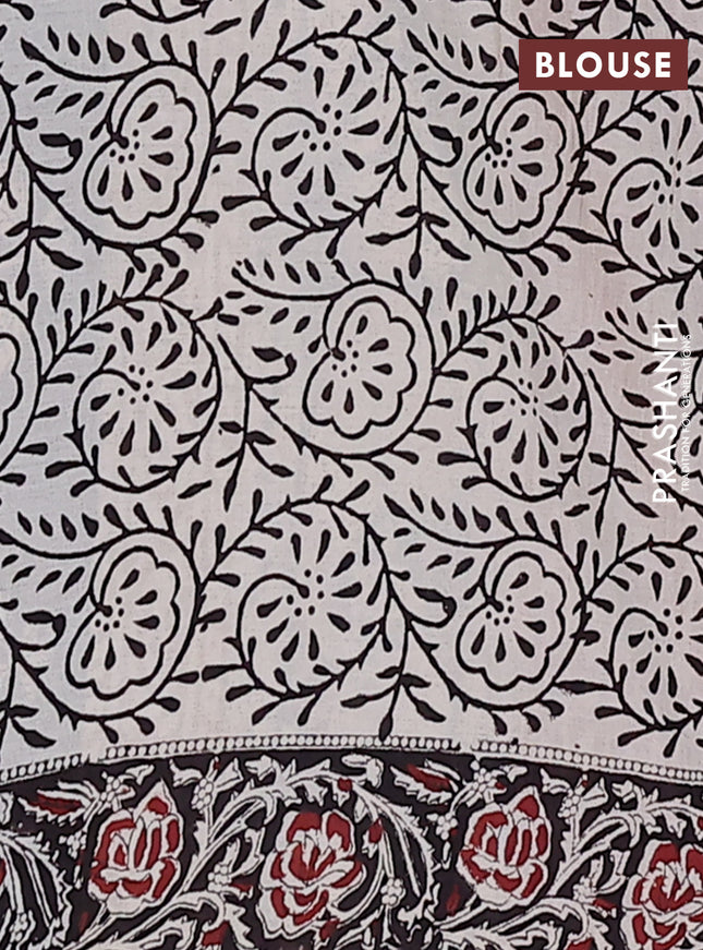 Jaipur cotton saree maroon and black with allover kalamkari prints and printed border