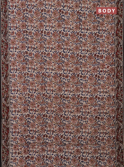 Jaipur cotton saree beige and black with allover kalamkari prints and printed border