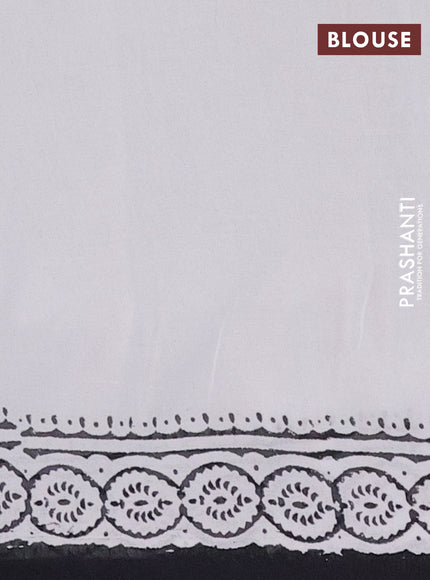 Jaipur cotton saree off white and black with elephant butta prints and printed border