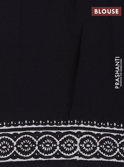 Jaipur cotton saree black with elephant butta prints and printed border