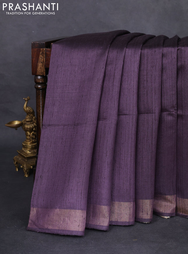 Pure dupion silk saree wine shade and beige with plain body and madhubani printed pallu