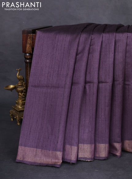 Pure dupion silk saree wine shade and beige with plain body and madhubani printed pallu