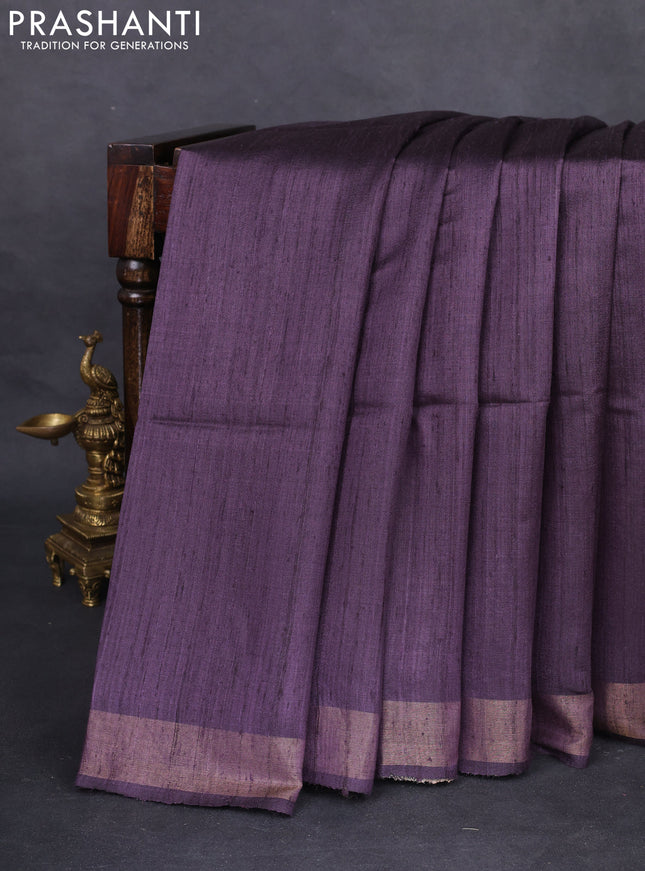 Pure dupion silk saree wine shade and beige with plain body and madhubani printed pallu