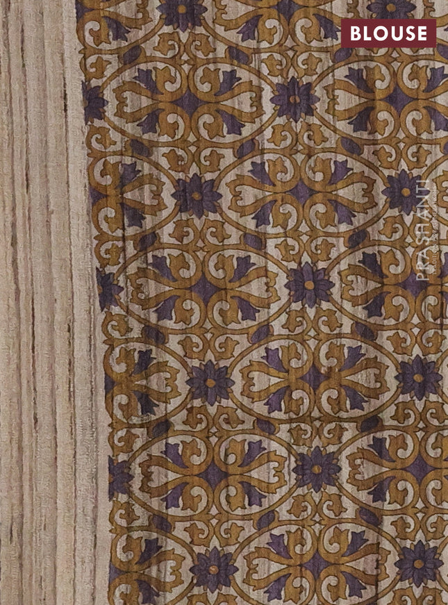 Pure dupion silk saree wine shade and beige with thread woven buttas and kalamkari printed pallu