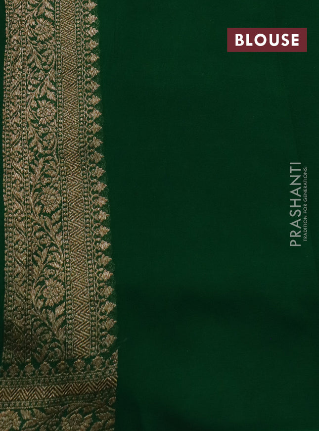 Banarasi georgette saree wine shade and green with allover thread & zari woven buttas and woven border