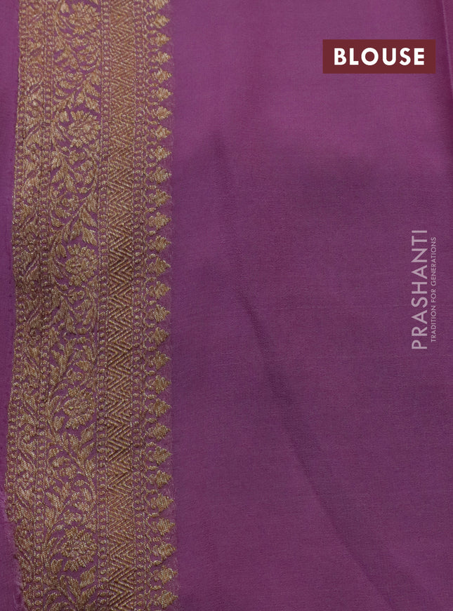 Banarasi georgette saree light green and lavender shade with allover thread & zari woven buttas and woven border