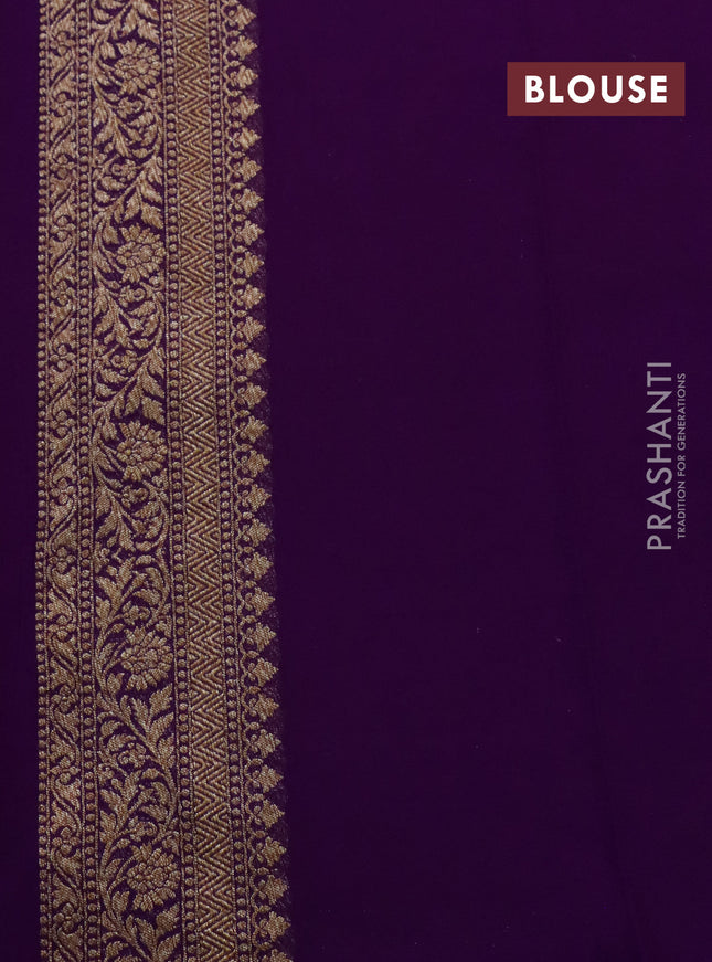 Banarasi georgette saree yellow and purple with allover thread & zari woven buttas and woven border