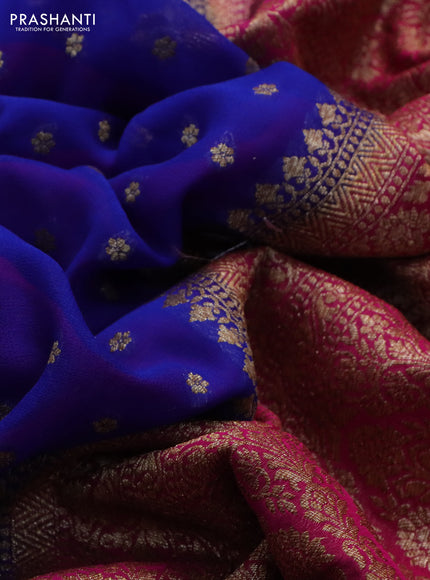 Banarasi georgette saree blue and pink with allover thread & zari woven buttas and woven border
