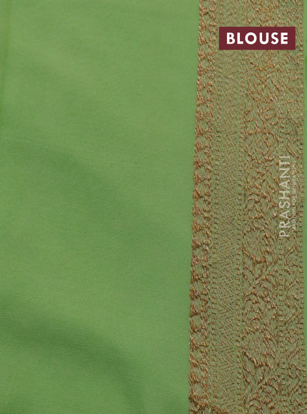 Banarasi georgette saree magenta pink and pista green with allover thread & zari woven buttas and woven border