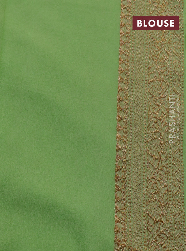 Banarasi georgette saree magenta pink and pista green with allover thread & zari woven buttas and woven border