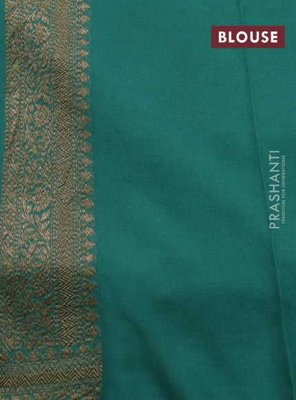 Banarasi georgette saree red and pastel green with allover thread & zari woven buttas and woven border