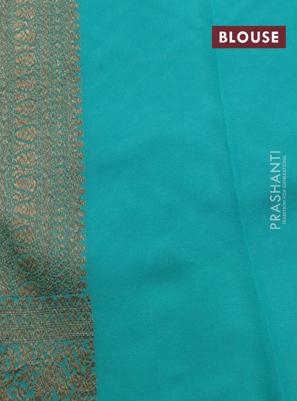Banarasi georgette saree peacock blue and teal blue with allover thread & zari woven butta weaves and woven border