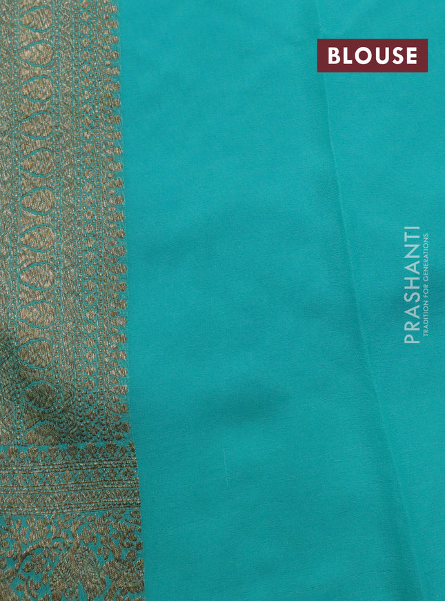 Banarasi georgette saree peacock blue and teal blue with allover thread & zari woven butta weaves and woven border