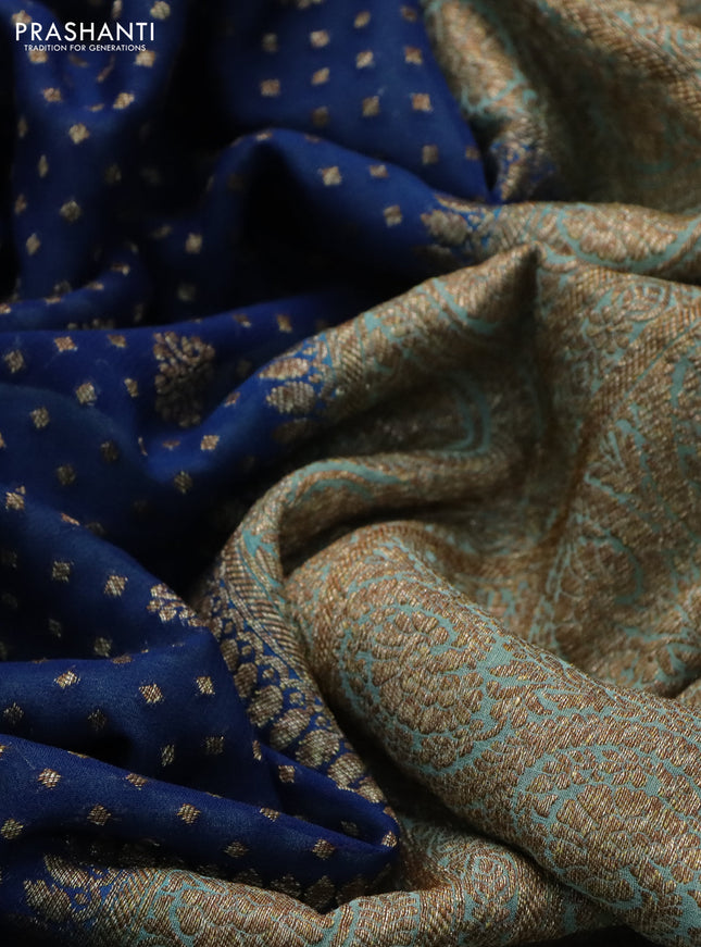 Banarasi georgette saree blue and teal shade with allover thread & zari woven butta weaves and woven border