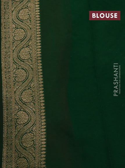 Banarasi georgette saree red and green with allover thread & zari woven butta weaves and woven border
