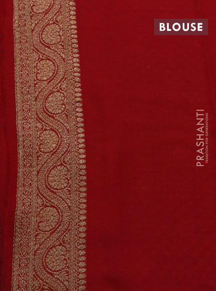 Banarasi georgette saree peacock blue and red with allover thread & zari woven butta weaves and woven border