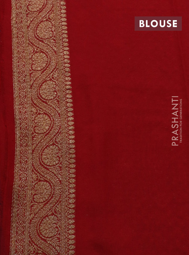 Banarasi georgette saree peacock blue and red with allover thread & zari woven butta weaves and woven border