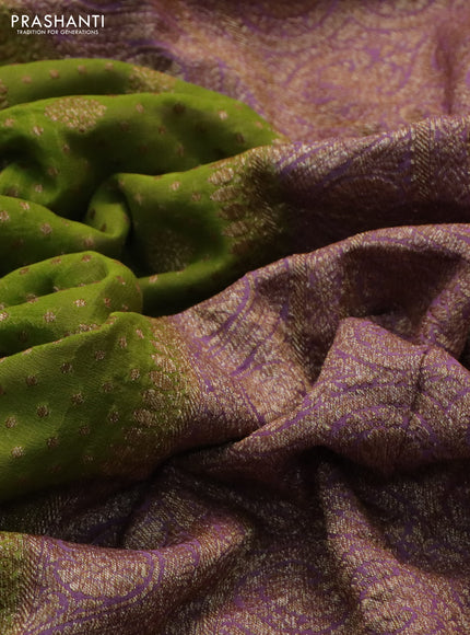 Banarasi georgette saree light green and lavender shade with allover thread & zari woven butta weaves and woven border