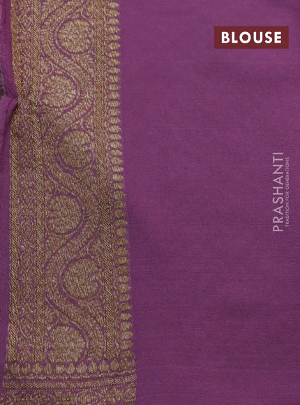 Banarasi georgette saree light green and lavender shade with allover thread & zari woven butta weaves and woven border