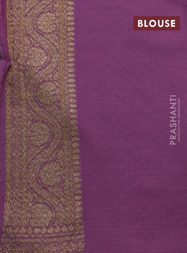 Banarasi georgette saree light green and lavender shade with allover thread & zari woven butta weaves and woven border