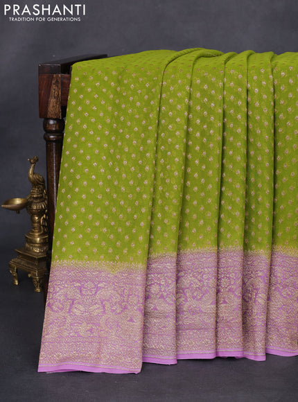 Banarasi georgette saree light green and lavender shade with allover thread & zari woven butta weaves and woven border
