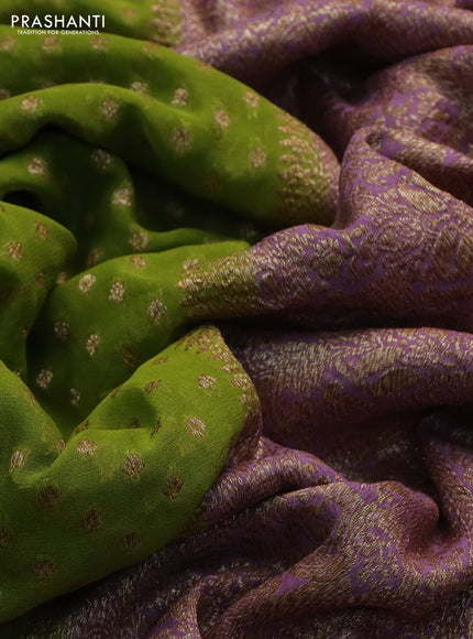 Banarasi georgette saree light green and lavender shade with allover thread & zari woven butta weaves and woven border