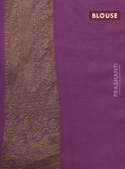 Banarasi georgette saree light green and lavender shade with allover thread & zari woven butta weaves and woven border