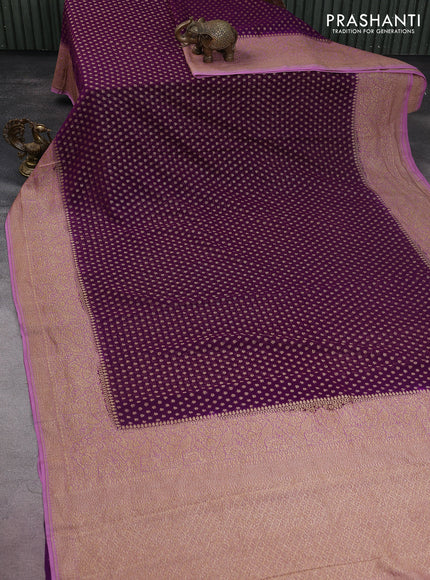Banarasi georgette saree purple and lavender shade with allover thread & zari woven butta weaves and woven border