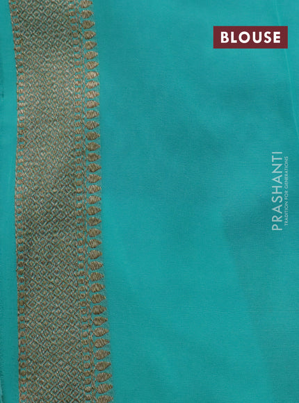 Banarasi georgette saree peacock blue and teal shade with allover thread & zari woven butta weaves and woven border