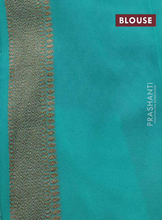 Banarasi georgette saree peacock blue and teal shade with allover thread & zari woven butta weaves and woven border