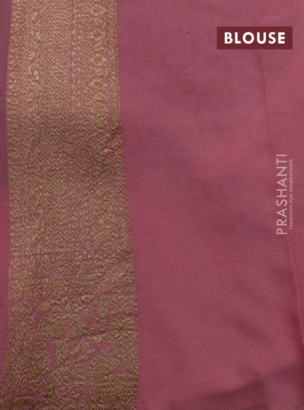 Banarasi georgette saree green and pastel pink with allover thread & zari woven butta weaves and woven border