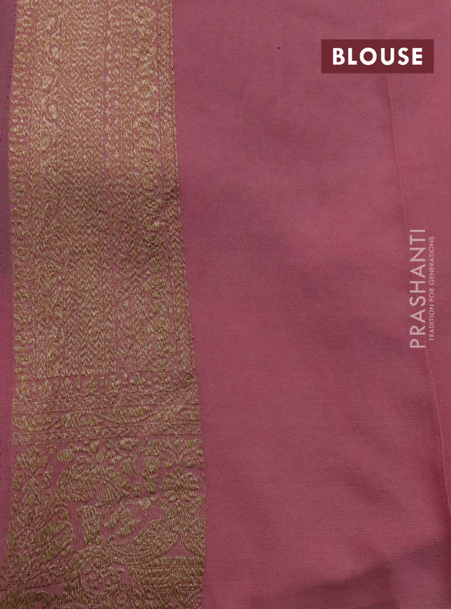 Banarasi georgette saree green and pastel pink with allover thread & zari woven butta weaves and woven border