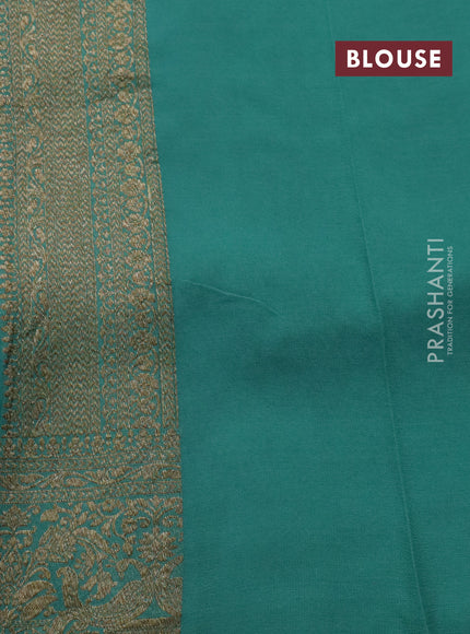 Banarasi georgette saree red and teal blue with allover thread & zari woven butta weaves and woven border