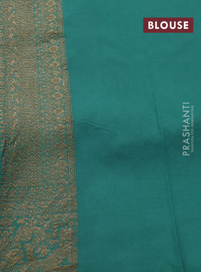 Banarasi georgette saree red and teal blue with allover thread & zari woven butta weaves and woven border