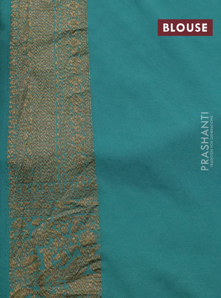 Banarasi georgette saree violet and teal blue with allover thread & zari woven butta weaves and woven border